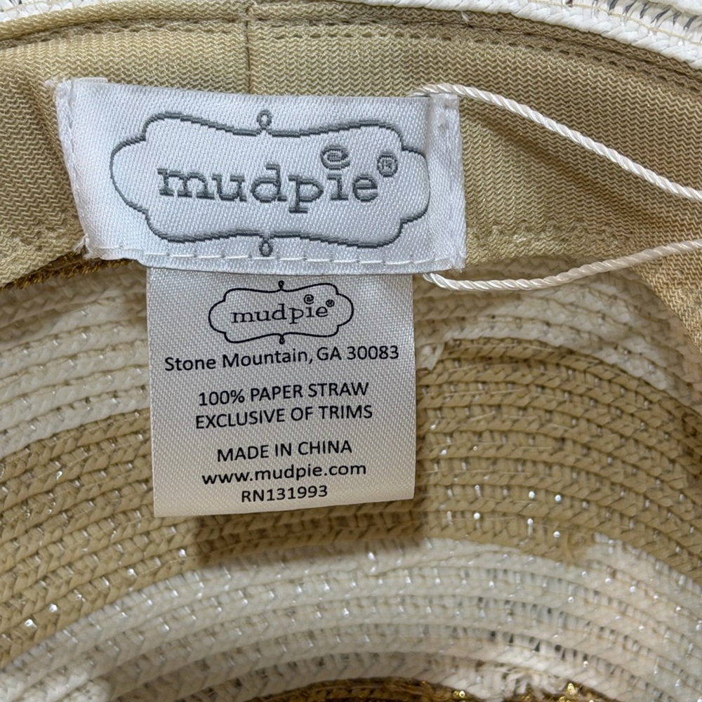NEW Mud Pie Adjustable Wide Brim Woven Sun Hat - Picture 3 of 5